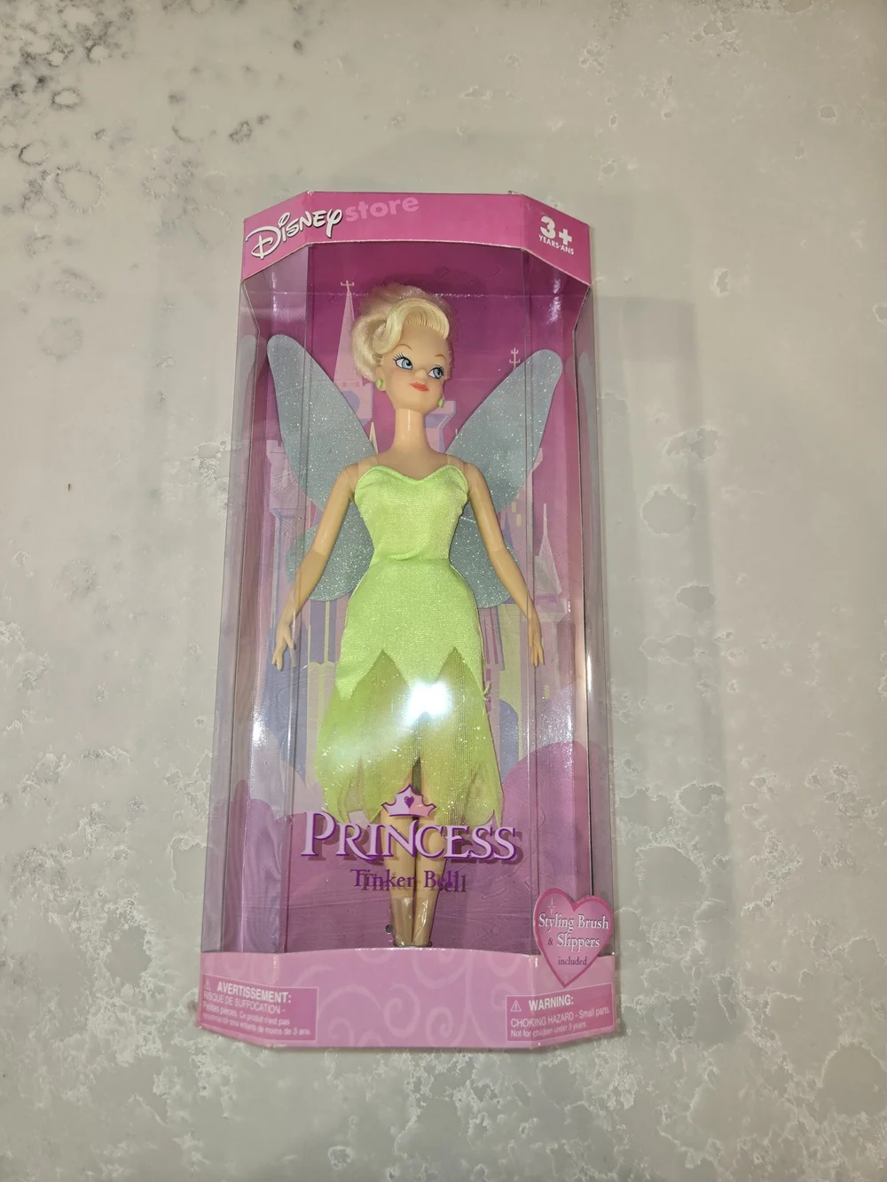 Disney Tinker Bell Doll in Lime Green Dress with Silver-Blue Wings